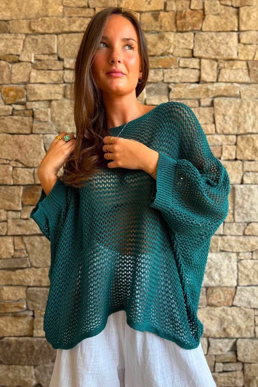 Conrad Grunge Loose Cotton Knit Lagoon